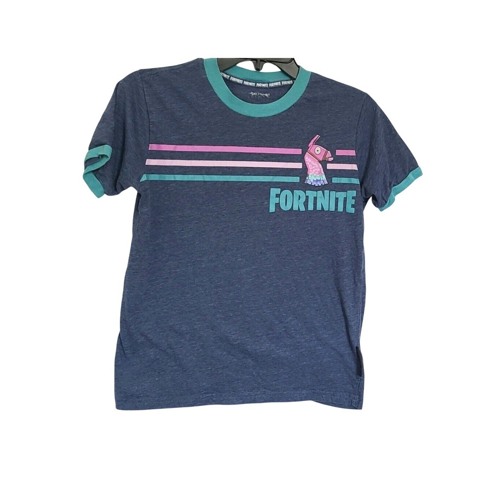 Fortnite Epic Games Boy Navy Blue Loot Llama Pinata Short Sleeve Merch Tee Large